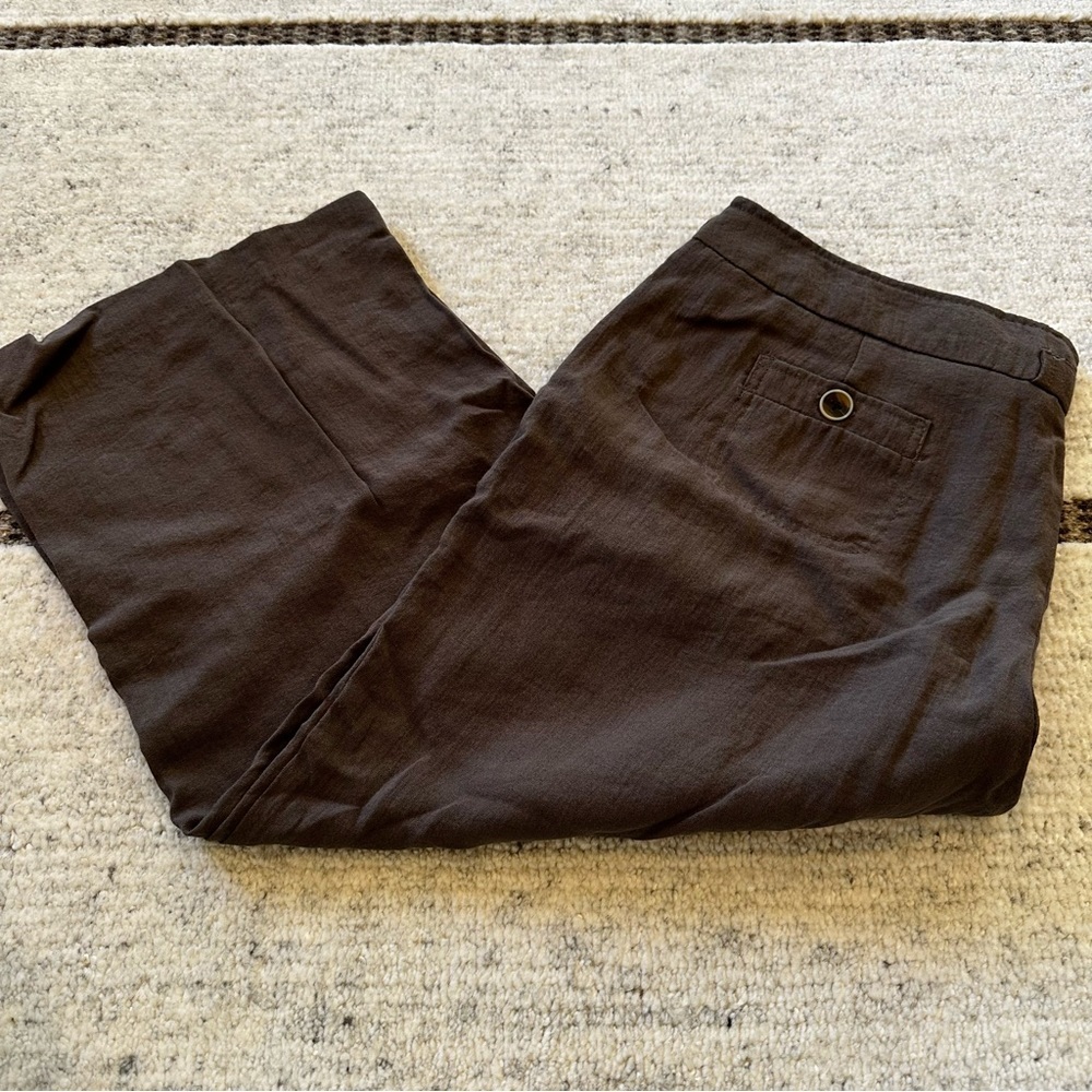 Sandro Women’s Chocolate Brown Wide Leg Cropped Trousers‎ Loose Fit Menswear 12